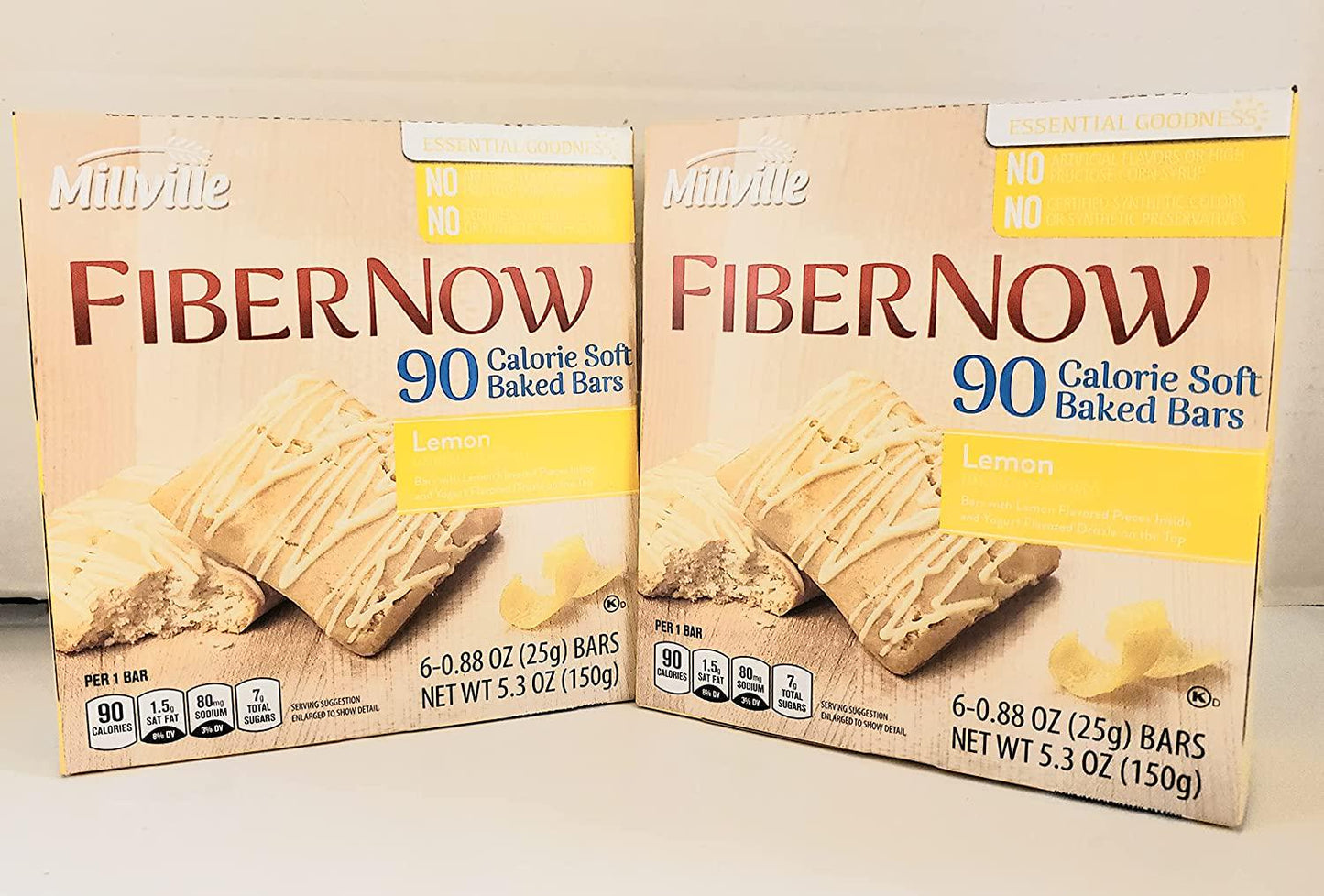 Millville Fiber Now 90 Calorie Fiber Lemon Bar with Lemon Pieces and Drizzle - 12 ct.