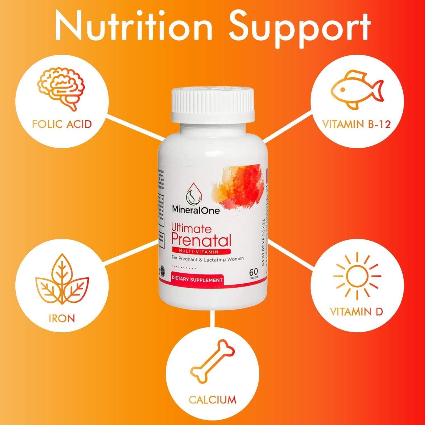 Mineral One Organic Prenatal Pills, Supports Healthy Baby Development - Postnatal, Postpartum, Pregnancy Supplements with Iron, Folic Acid, Vitamin C and More - Vegan Prenatal Multivitamin for Women