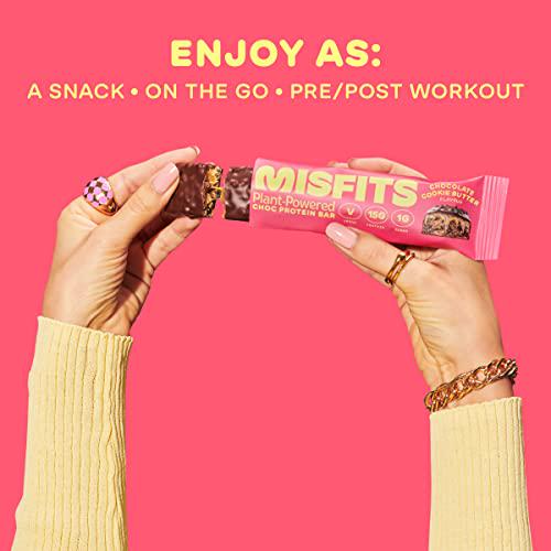 Misfits Vegan Protein Bar, Cookie Butter, Plant Based Chocolate Protein Bar, High Protein, Low Sugar, Low Carb, Gluten Free, Dairy Free, Non GMO, 12 Pack