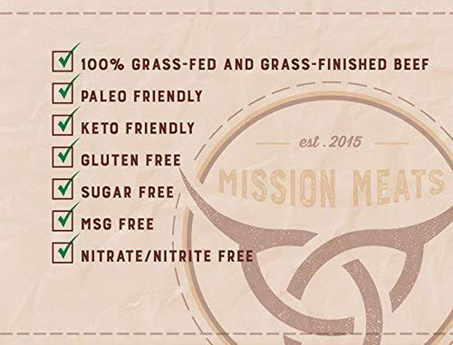 Mission Meats Sugar Free Keto Snacks Grass Fed Beef Sticks Whole 30 Gluten Free MSG Free Nitrate Nitrite Free Paleo Healthy Snacks Natural Meat Sticks Beef Jerky Zero Sugar Protein Snacks Weight Loss (Original Beef Sticks, 10 Count Pack of 1)