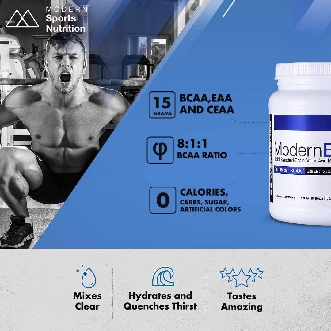 Modern BCAA+ Original Branched Chain Amino Acid Powder Watermelon | Sugar Free Post Workout Muscle Recovery and Hydration Drink with 15g Amino Acids and 8:1:1 BCAA Ratio for Men and Women | 30 Servings