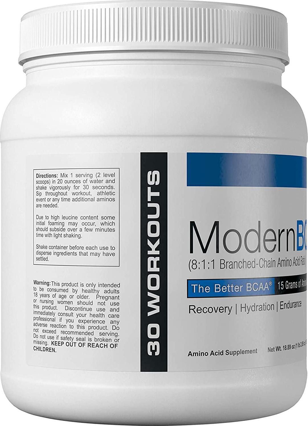 Modern BCAA+ Original Branched Chain Amino Acid Powder Watermelon | Sugar Free Post Workout Muscle Recovery and Hydration Drink with 15g Amino Acids and 8:1:1 BCAA Ratio for Men and Women | 30 Servings