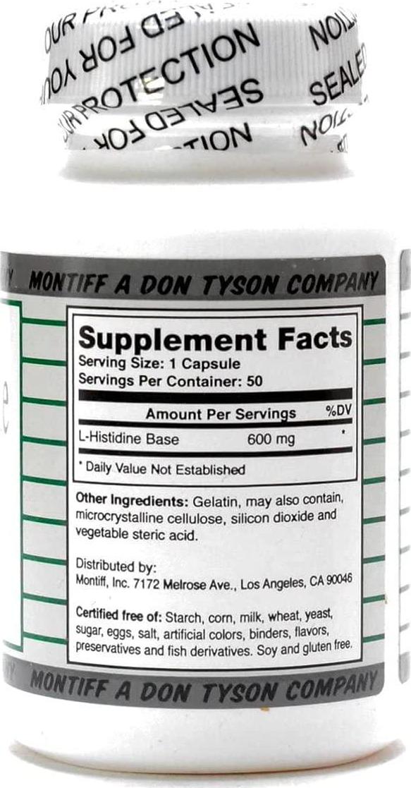 Montiff - Pure L-Histidine 600 mg 50 caps