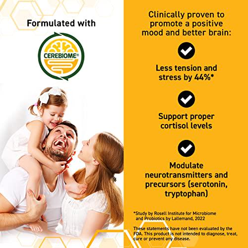 MoodBiotic Probiotics for Women and Men - Probiotic Lactobacilli Supplement w/ 6 Billion CFU for Better Mood, Stress Management, Improved Cognition and Gut Health (30ct) - w/ Cerebiome