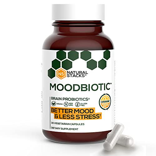 MoodBiotic Probiotics for Women and Men - Probiotic Lactobacilli Supplement w/ 6 Billion CFU for Better Mood, Stress Management, Improved Cognition and Gut Health (30ct) - w/ Cerebiome
