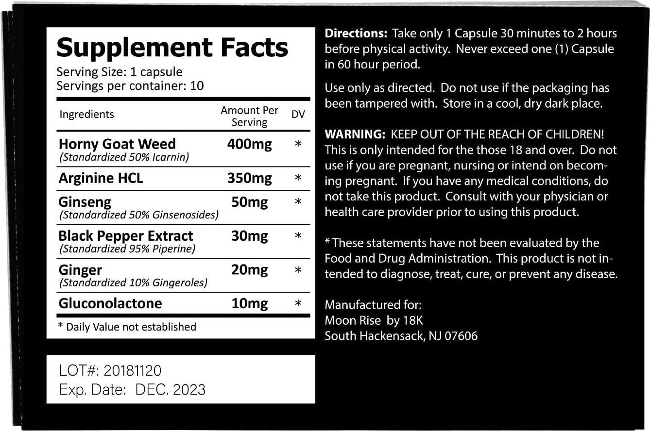 Moon Rise, Blue Edition Natural Energy Supplement, 1-Pack 10 Capsules