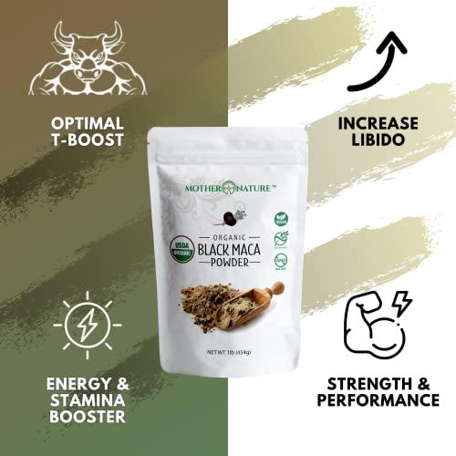 Mother Nature Organics - Organic Black Maca Powder 1 lb (Gelatinized for Enhanced Absorption) - Fresh Harvest from Peru - Non-GMO - Vegan - Gluten-Free, by Mother Nature Organics