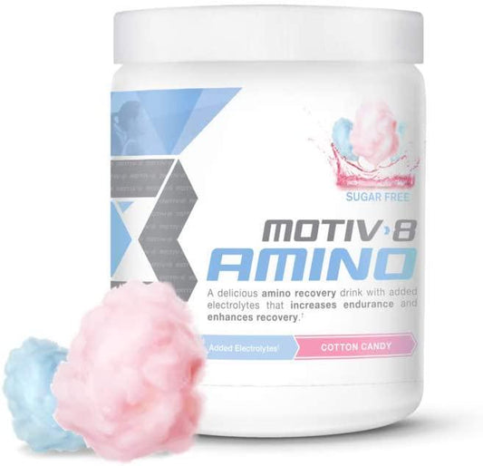 Motiv-8 Amino, Electrolyte Recovery Drink, Increased Endurance, Enhances Recovery, Sugar-Free, 30 Servings (Cotton Candy)