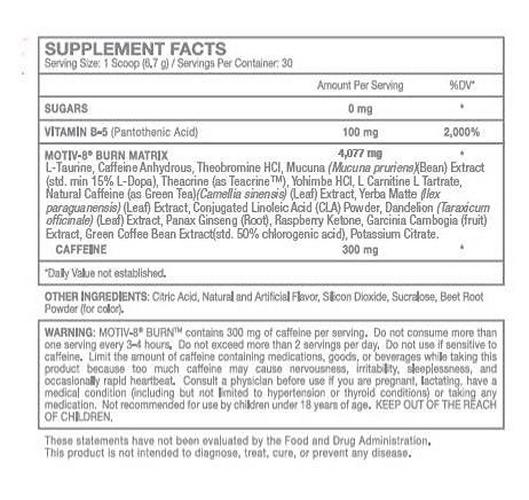 Motiv-8 New Burn V2 Sugar Free Pre-Workout 30 Servings (Watermelon)