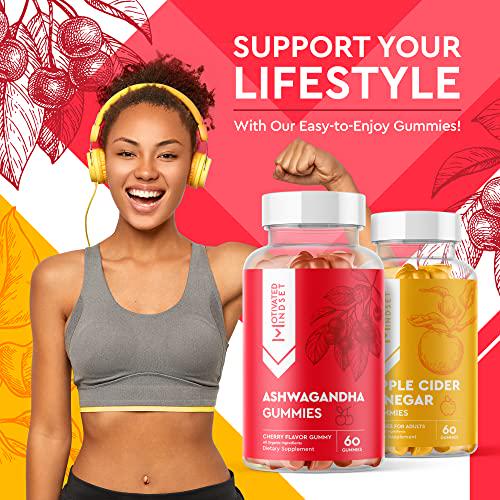 Motivated Mindset Apple Cider Vinegar Gummies - Vegan, Non-GMO, Gluten-Free and Gelatin-Free - Digestive Health Support - Made with Vitamins B6 and B12 - 60 Count