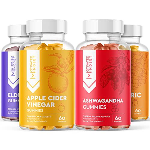 Motivated Mindset Apple Cider Vinegar Gummies - Vegan, Non-GMO, Gluten-Free and Gelatin-Free - Digestive Health Support - Made with Vitamins B6 and B12 - 60 Count