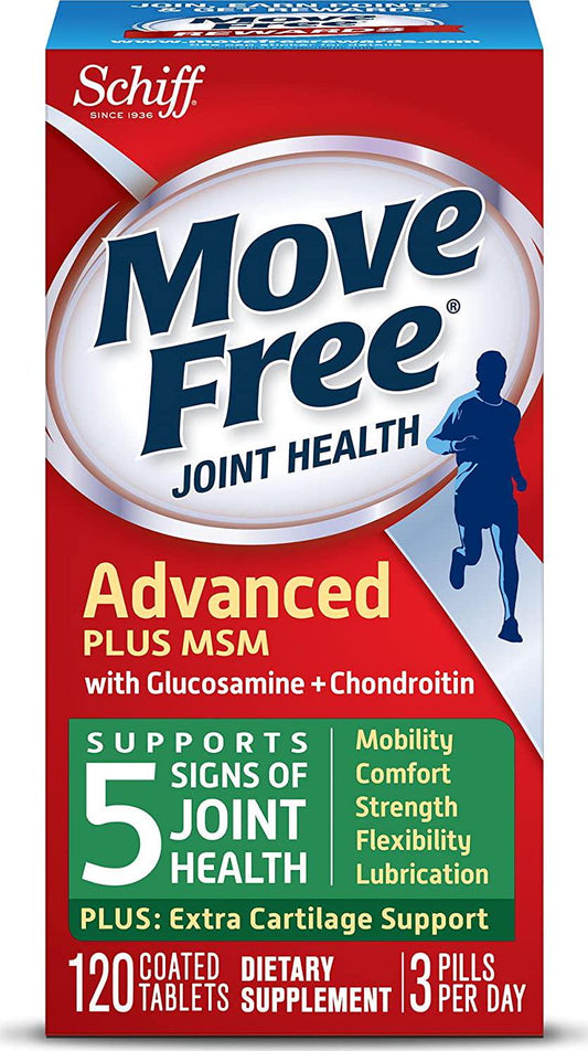 Move Free Advanced Plus MSM, 120 tablets - Joint Health Supplement with Glucosamine and Chondroitin