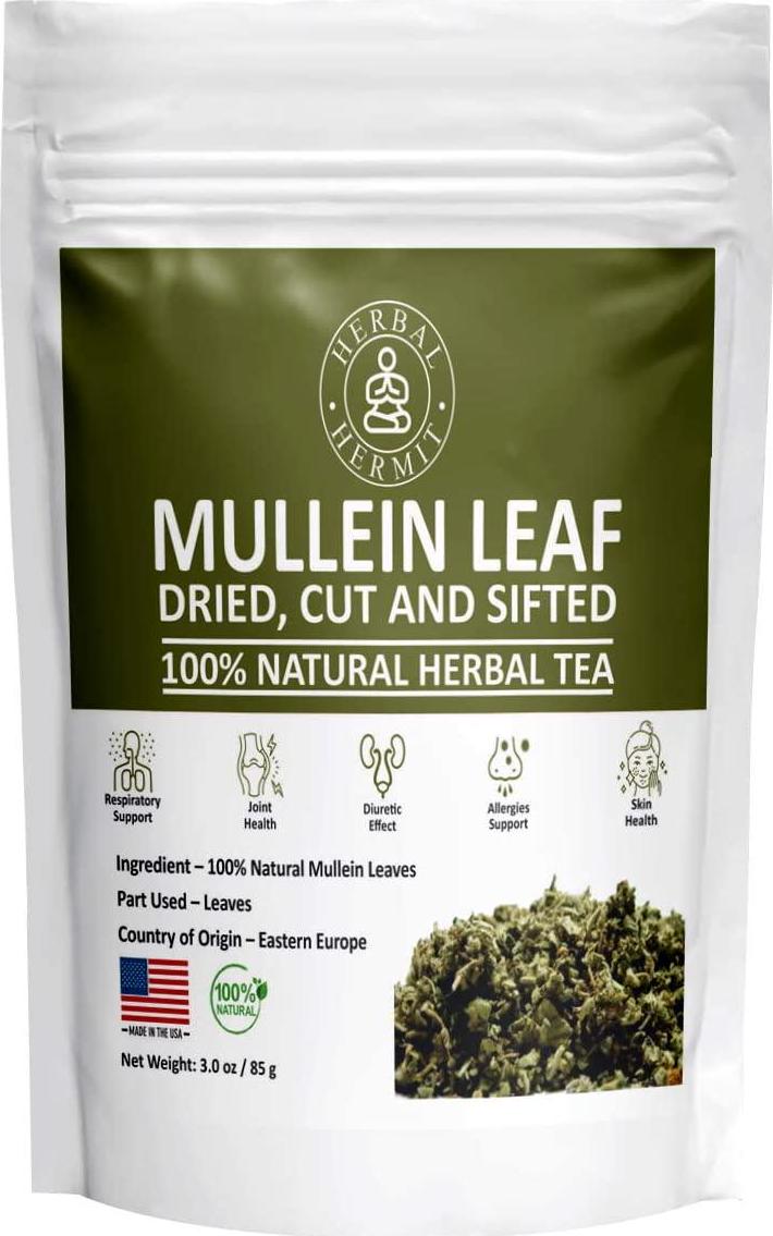 Mullein Leaf Tea, Herb for Respiratory Support, Mucous Membranes, Lung Cleanse| Dried Leaves Blend, Cut and Sifted| 3oz (85 grams)| Made in USA