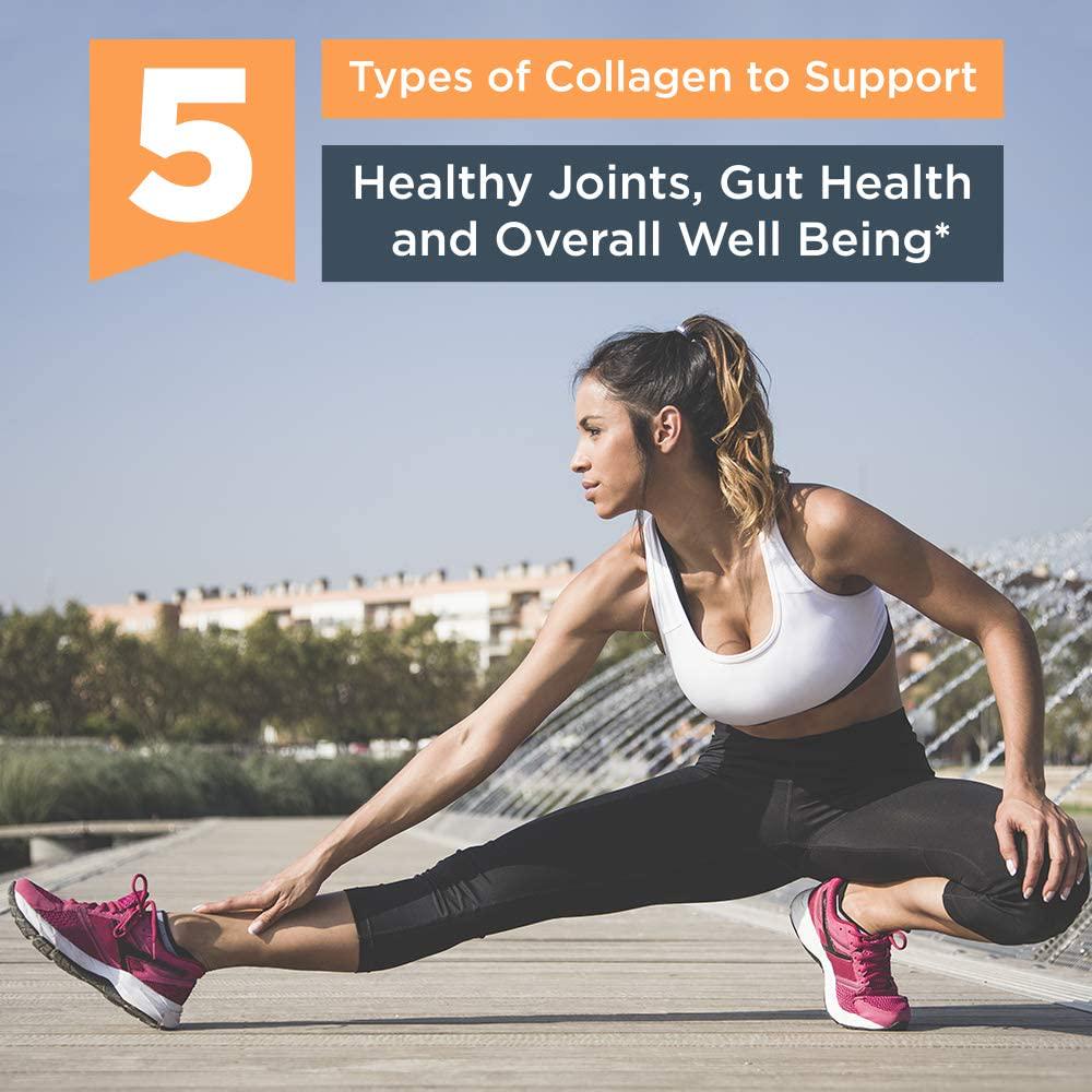 Multi Collagen Caps (Collagen Capsules 1 2 3 5 10) - 180 Count Collagen Peptide Pills. Grass Fed Bovine, Chicken and Eggshell Collagen Capsules Protein Supplement, by Left Coast Performance