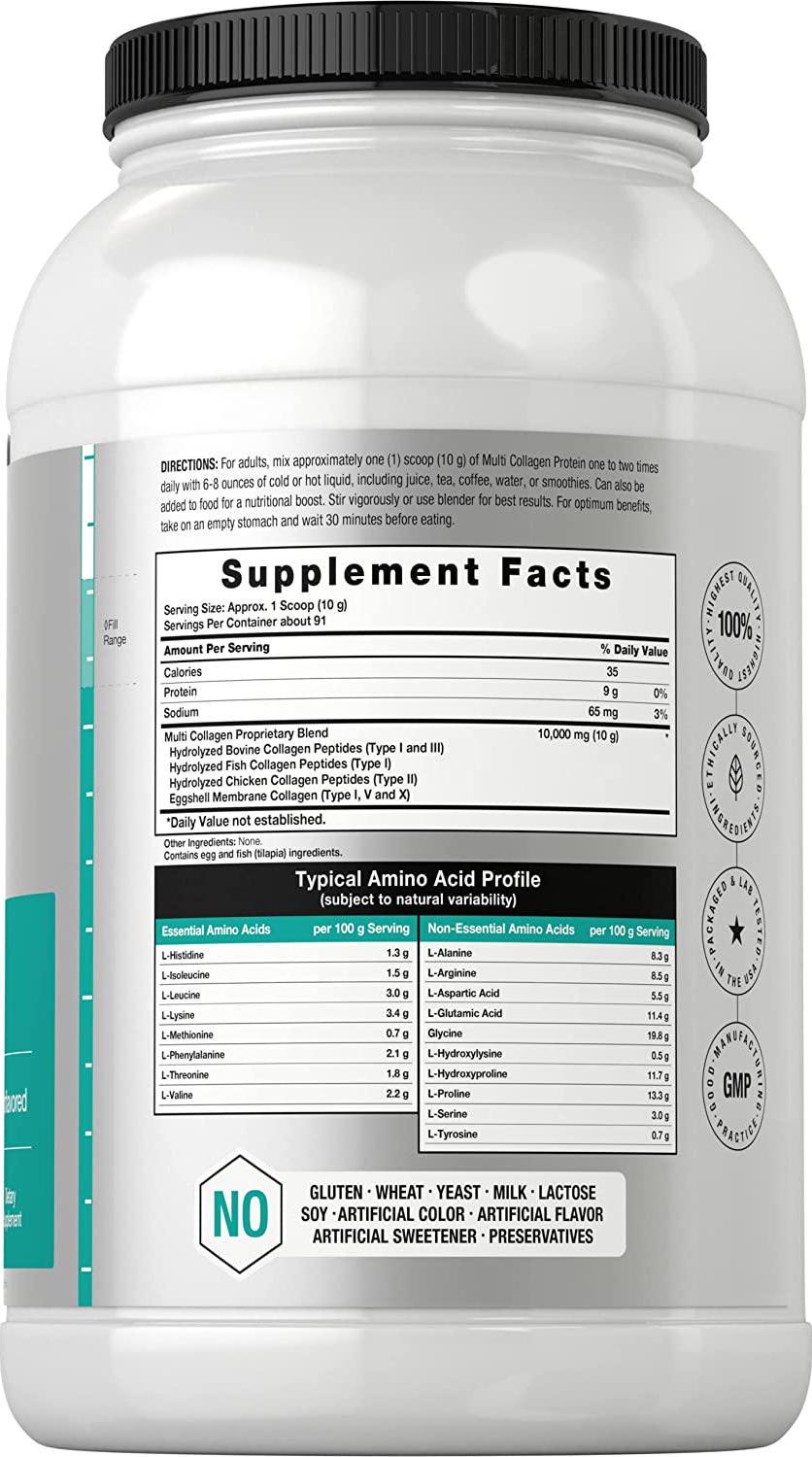 Multi Collagen Protein Powder 32 oz | Unflavored Collagen Peptides | Type I, II, III, V, X | Keto and Paleo Friendly Non-GMO, Gluten Free | by Horbaach