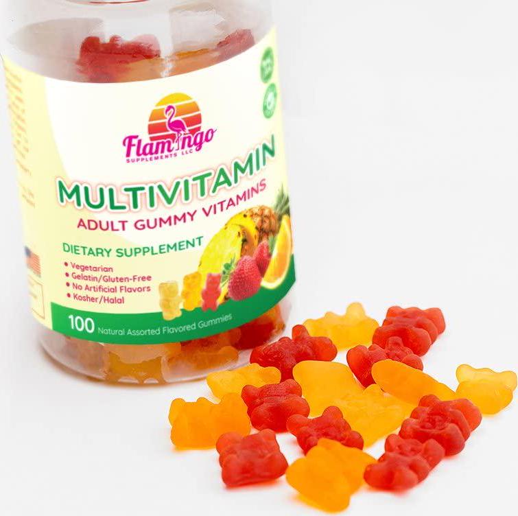 Multivitamin Gummies | Vegan Friendly, Kosher Halal NO Gluten or Gelatin, no GMO| for Men, Women and Kids| 3 Natural Flavors | Vitamins A, C, B3, B12, Biotin, Zinc and More| 100 Gummies