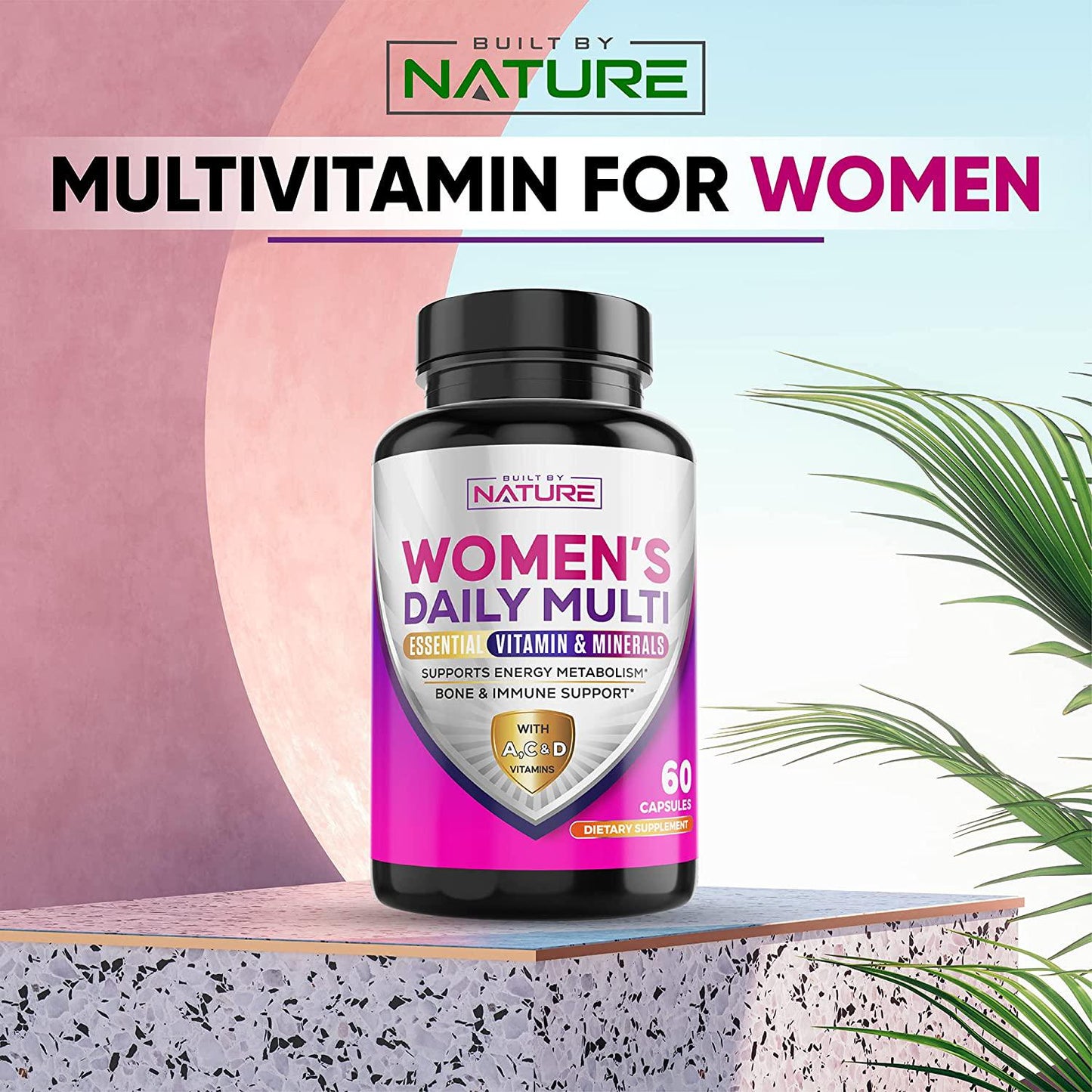 Multivitamin for Women with Zinc and Vitamins C, B12, D3, for Immune Support, Complete Natural Daily Multi Vitamins for Adults, 60 Capsules