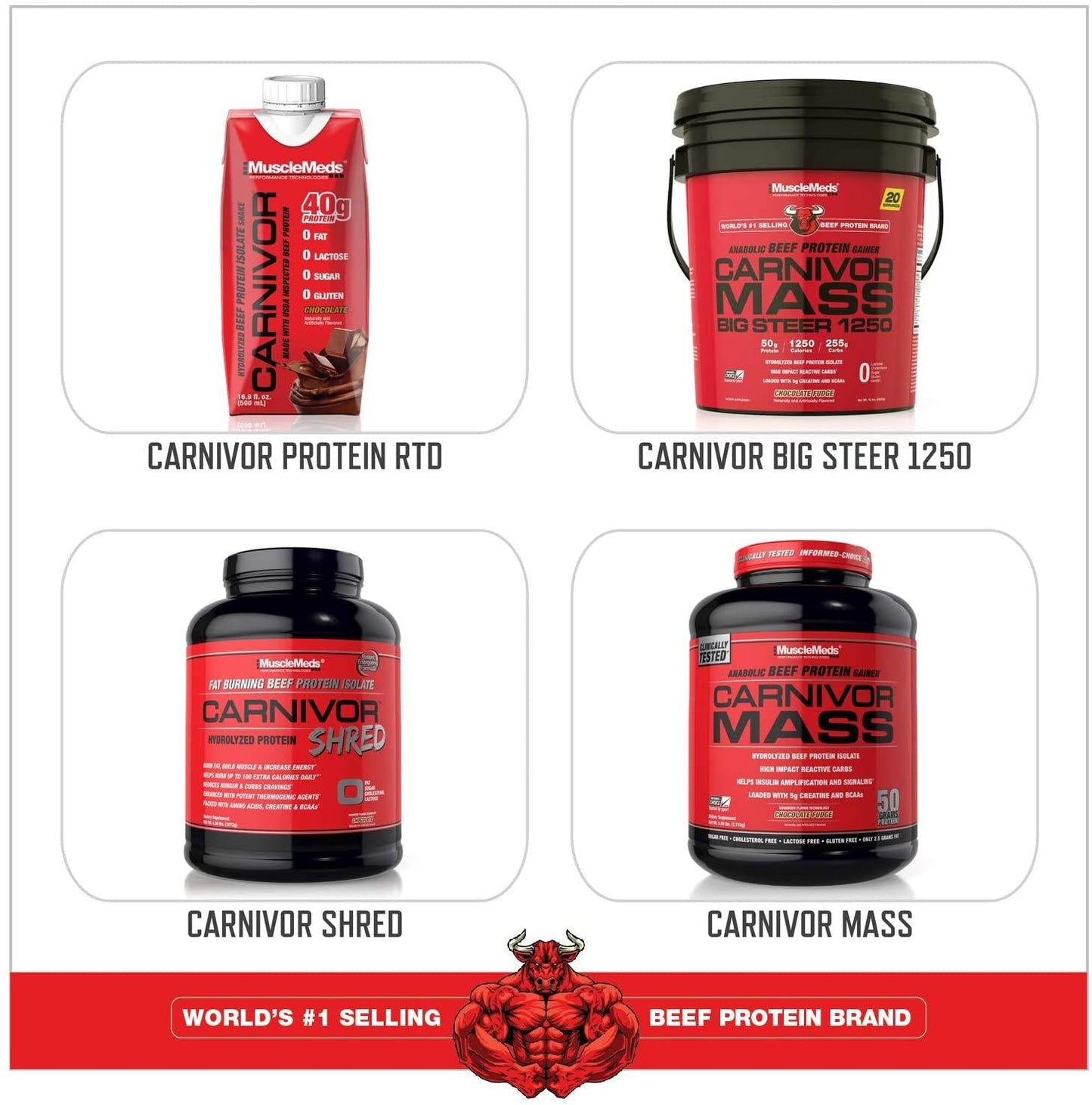 MuscleMeds Carnivor Beef Protein Isolate Powder, Chocolate, 56 Servings