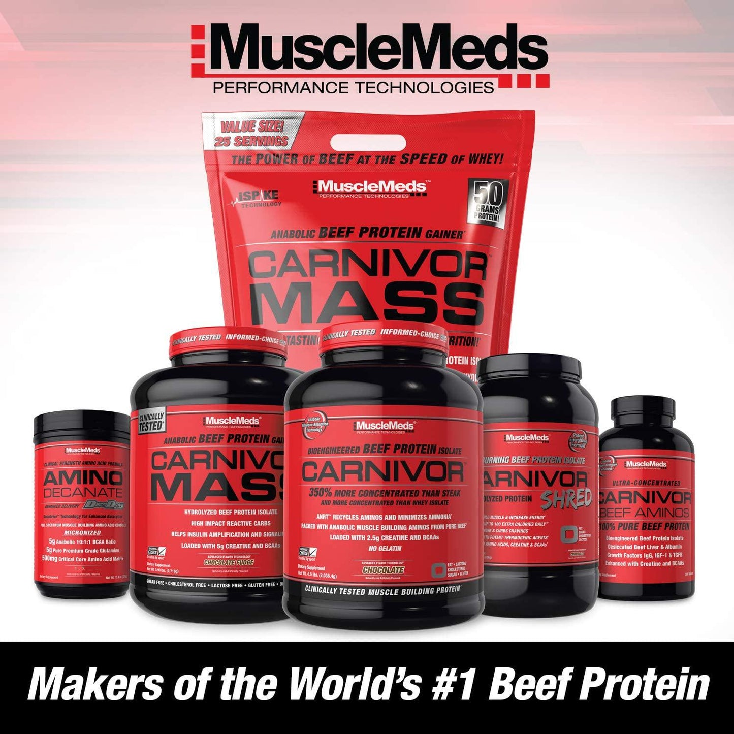 MuscleMeds Carnivor Mass Anabolic Beef Protein Gainer, Vanilla Caramel, 10.5 Pounds