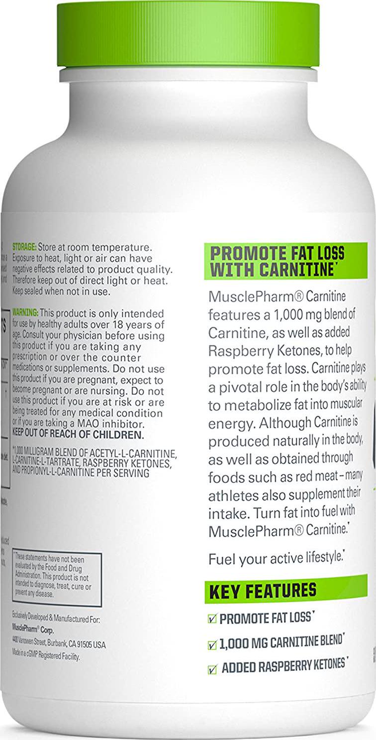 MusclePharm Essentials Carnitine Capsules, 1000mg Carnitine Blend, 30 Servings