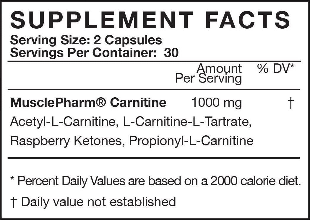 MusclePharm Essentials Carnitine Capsules, 1000mg Carnitine Blend, 30 Servings