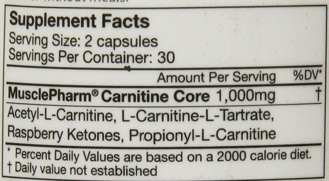MusclePharm Essentials Carnitine Capsules, 1000mg Carnitine Blend, 30 Servings