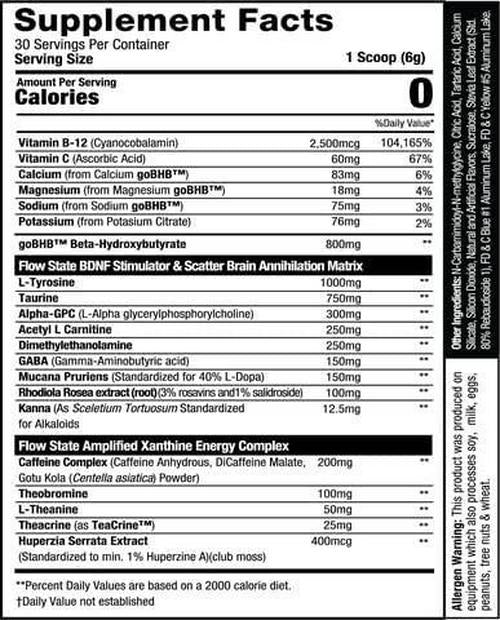 MuscleSport Flow State Energize - Energy Formula and Nootropic Brain Support - Mental Focus Supplement (Baja Splash)