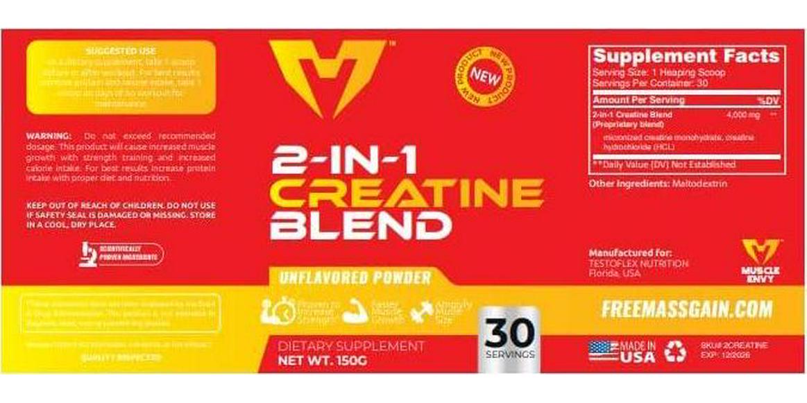 Muscle Envy 2-in-1 Creatine-Unflavored-The King of Creatine Leading to Massive Gains, Special Blend of Creatine Formulated to Excel Muscle Mass-Creatine Monohydrate, Vegan Keto Gluten-Free