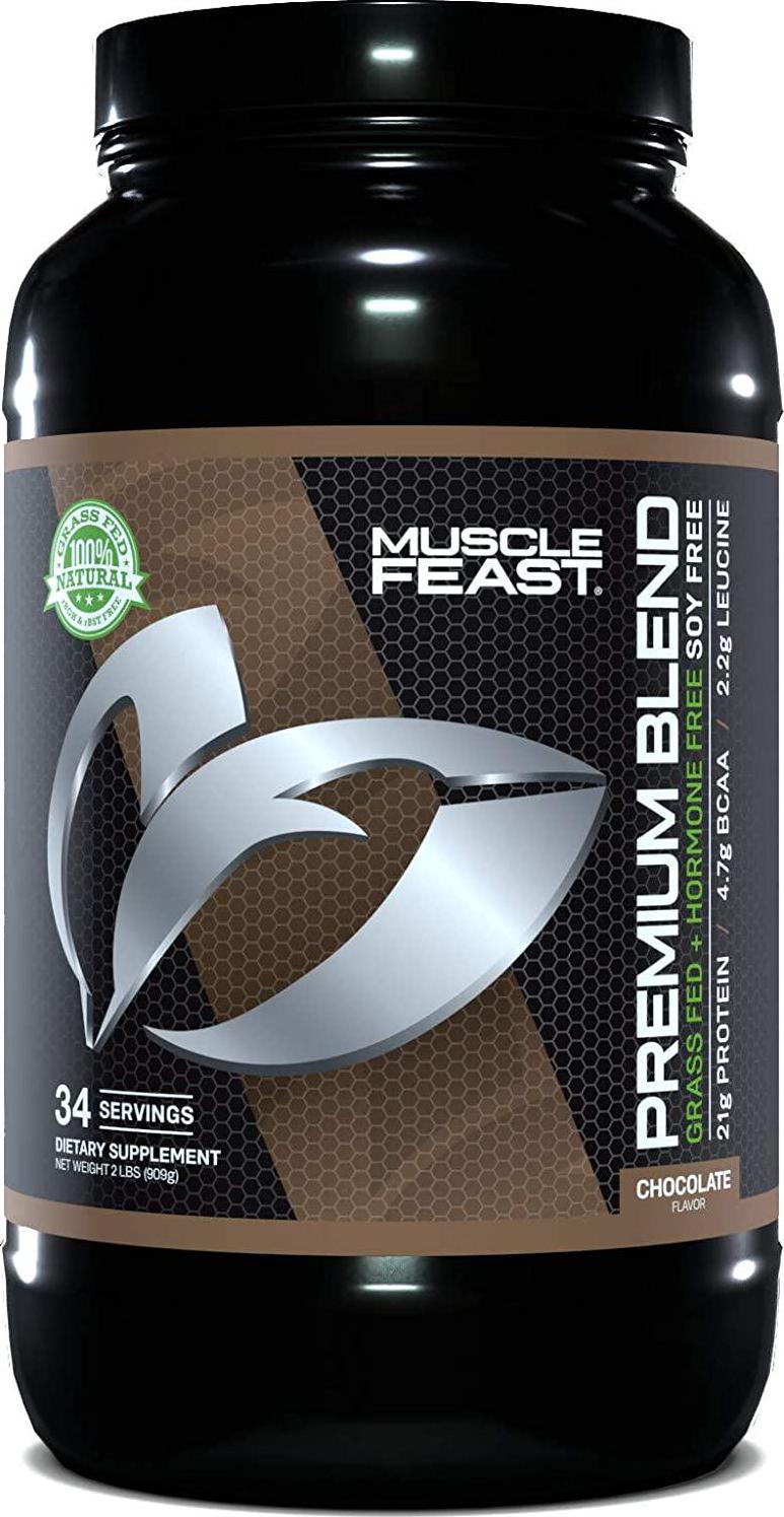 Muscle Feast Premium Blend All Natural Hormone Free Grass-Fed Whey Protein Powder, Chocolate, 2lb