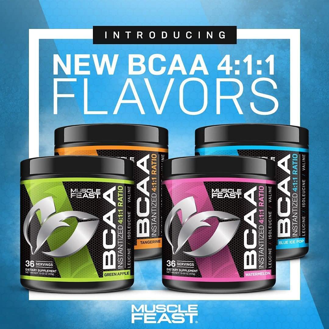 Muscle Feast Vegan BCAA Powder 4:1:1 Ratio Keto Friendly Sugar Free Post Workout Recovery, Unflavored, 300g