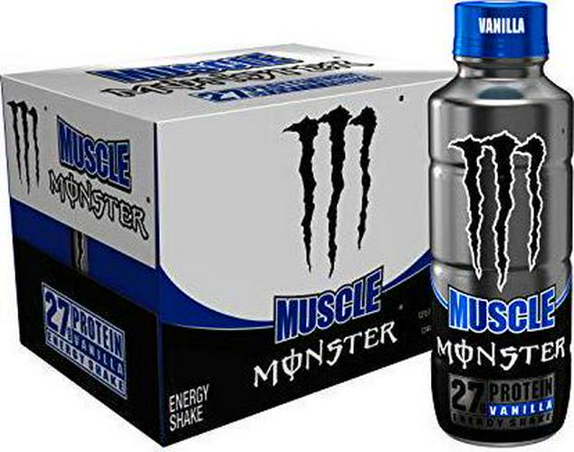 Muscle Monster Chocolate Energy Shake, Protein + Energy Drink, 15 ounce (Pack of 12) and Vanilla Energy Shake, Protein + Energy Drink, 15 ounce (Pack of 12)
