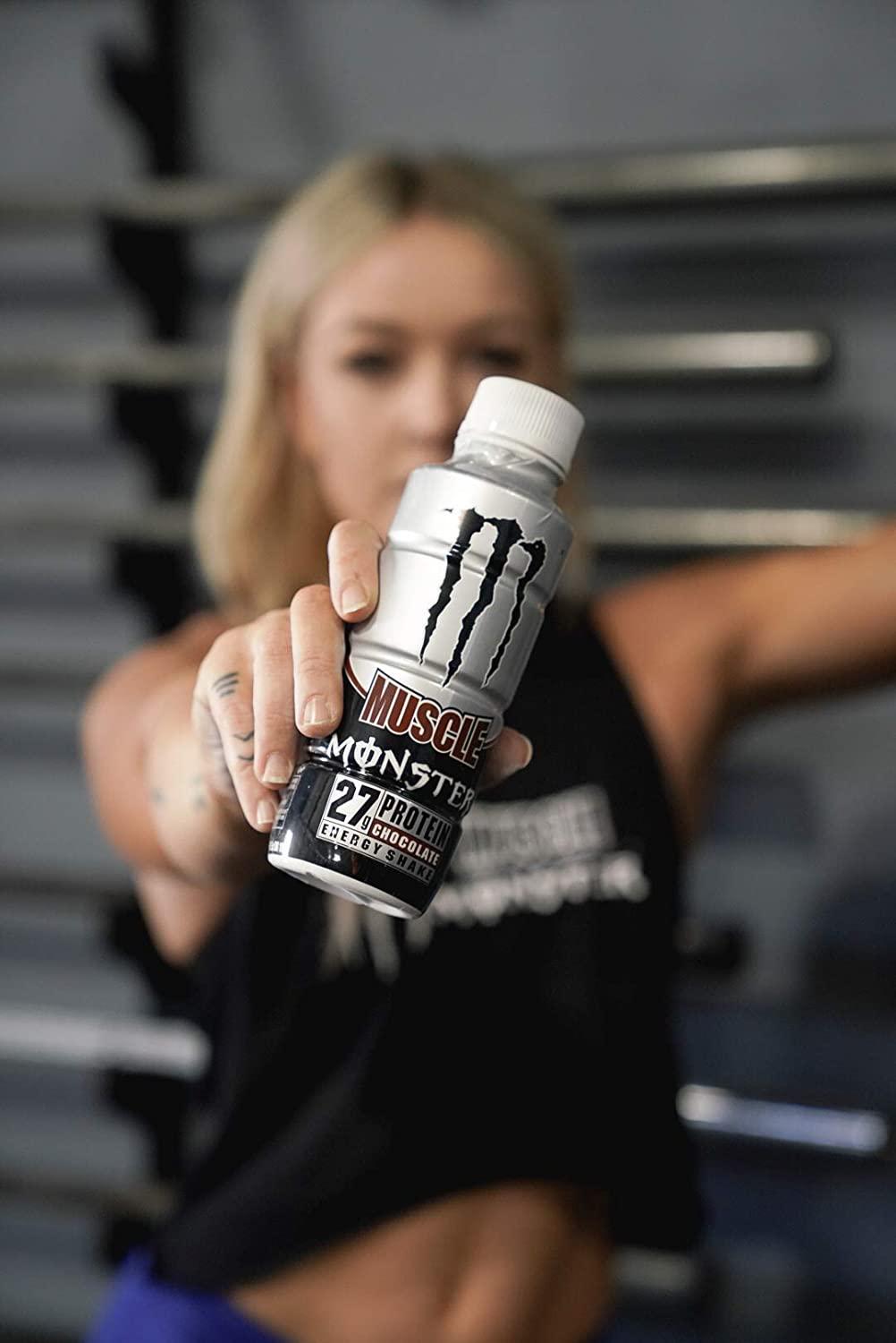 Muscle Monster Chocolate Energy Shake, Protein + Energy Drink, 15 Ounce (Pack of 12)