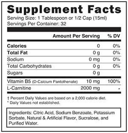 Muscleology Liquid L-Carnitine 2000 Supplement, Fruit Punch, 16 Ounce