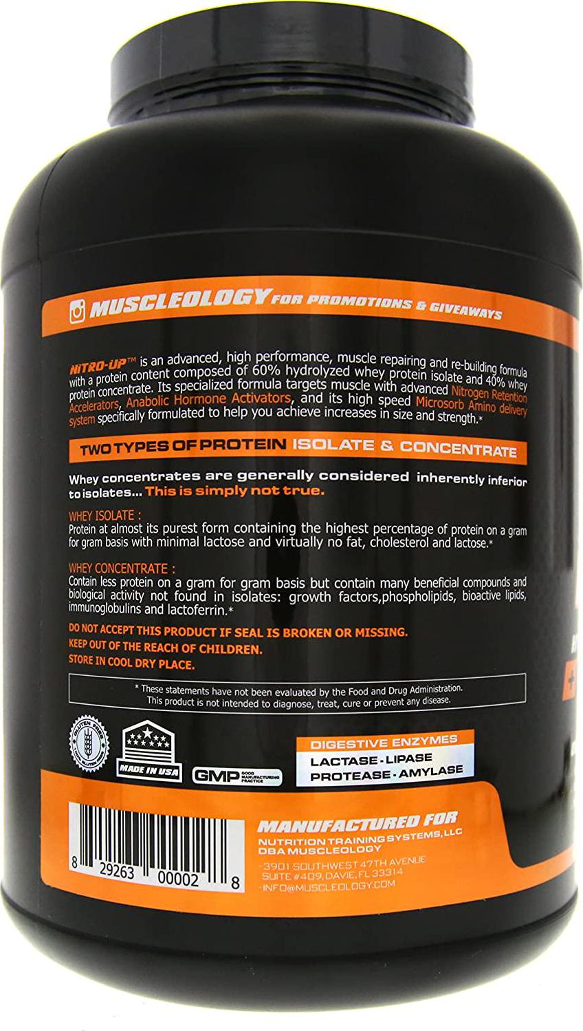 Muscleology Sports Nutrition Nitro-Up Hydrolyzed Whey Isolate Protein, Vanilla, Infused with BCAAs, EAAs, and Digestive Enzymes 5 lbs