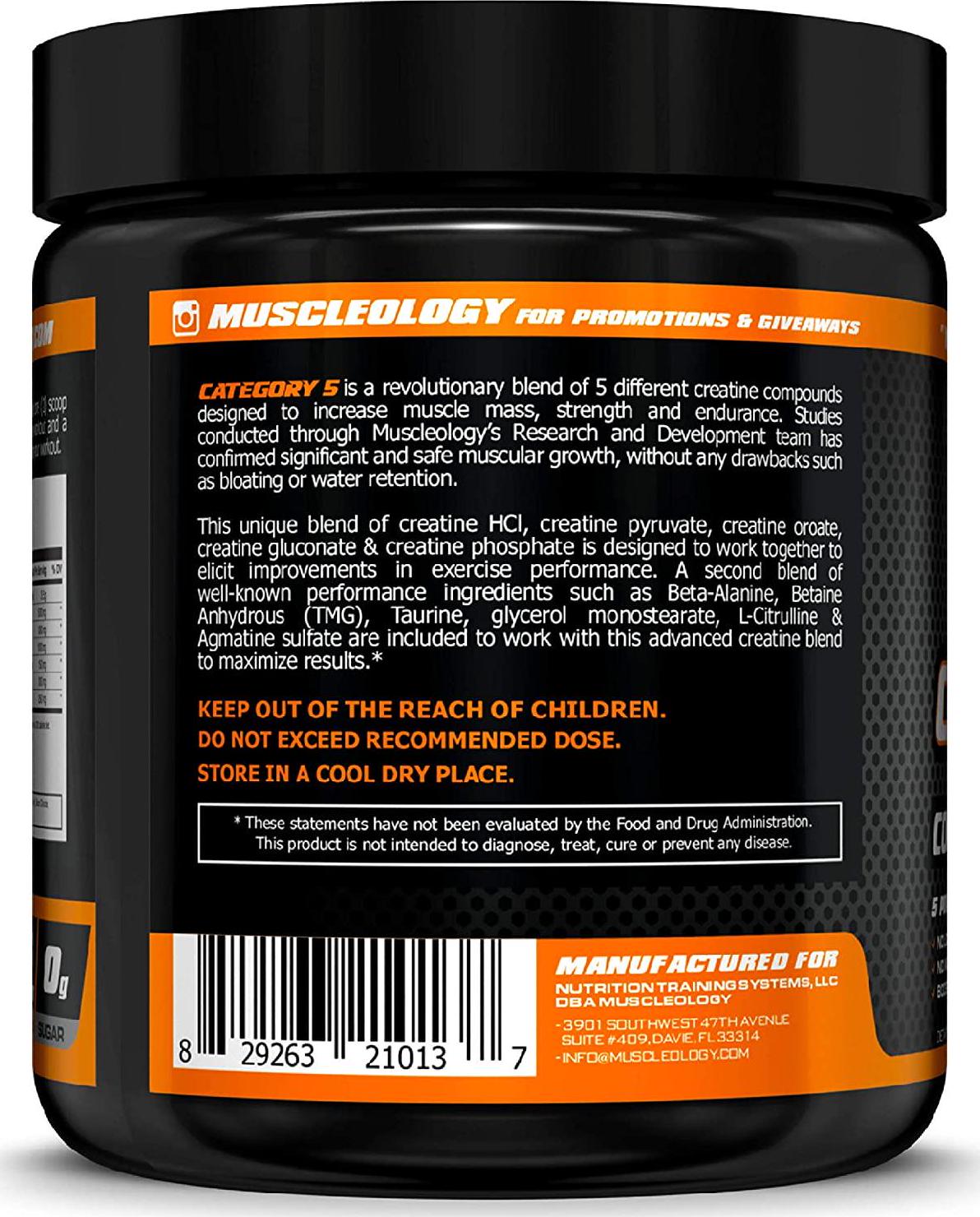 Muscleology Sports Nutrition Category 5 Complete Creatine Complex Pink Lemonade 30 Servings