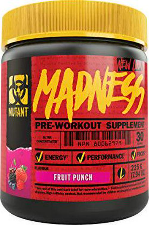 Mutant Madness - Redefines The Pre-Workout Experience and Takes it to a Whole New Extreme Level, Engineered Exclusively for High Intensity Workouts, 225g Fruit Punch