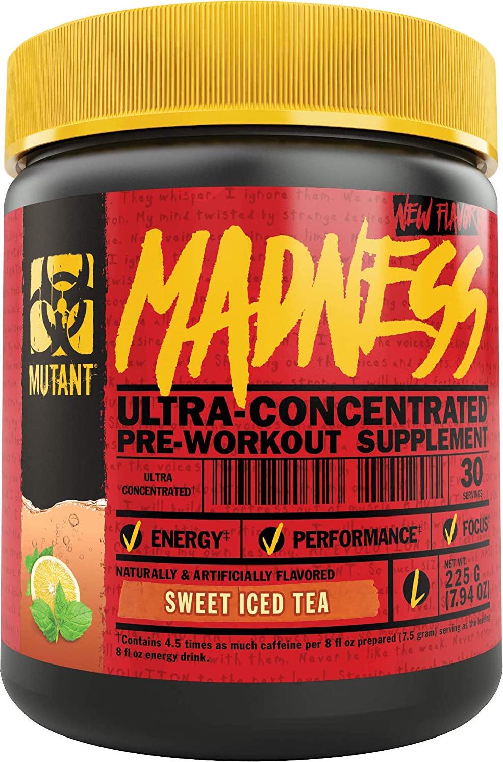 Mutant Madness – Redefines The Pre-Workout Experience and Takes it to a Whole New Extreme Level – Engineered Exclusively for High Intensity Workouts – 225 g – Sweet Iced Tea