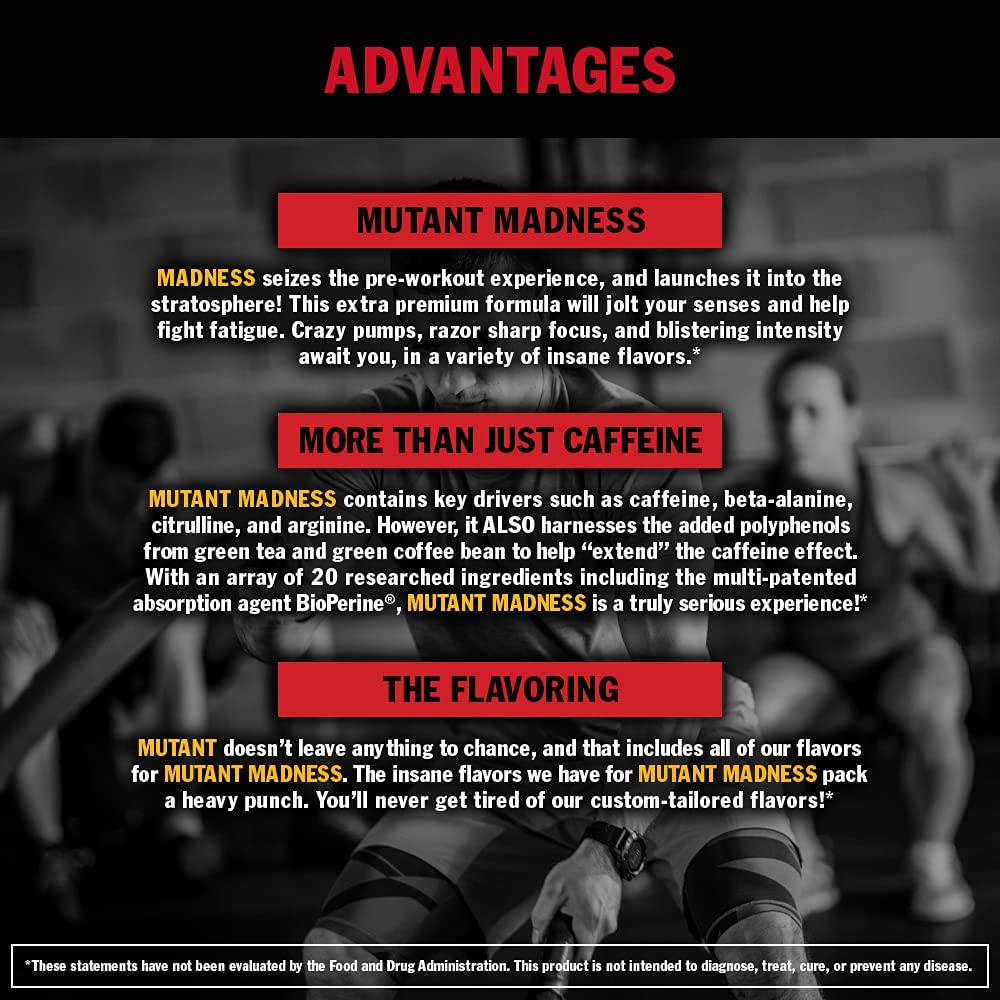 Mutant Madness – Redefines The Pre-Workout Experience and Takes it to a Whole New Extreme Level – Engineered Exclusively for High Intensity Workouts – 225 g – Sweet Iced Tea