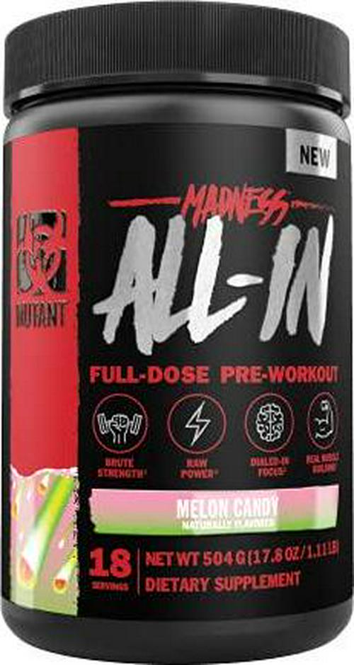 Mutant | Madness and Madness All-in | Double Pre-Workout Bundle | Fruit Punch and Melon Candy | Branded Stainless Steel Shaker | 30 Serving + 18 Serving