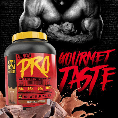 Mutant Pro Triple Whey Protein Powder Supplement Time-Released for Enhanced Amino Acid Absorption Decadent Gourmet Flavors 5 lbs Rich Chocolate