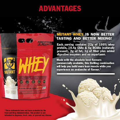 Mutant Whey Muscle Building Whey Protein Powder Mix in Great Flavors and Enzyme Fortified for Optimum Nutrition, 5 lb Vanilla Ice Cream