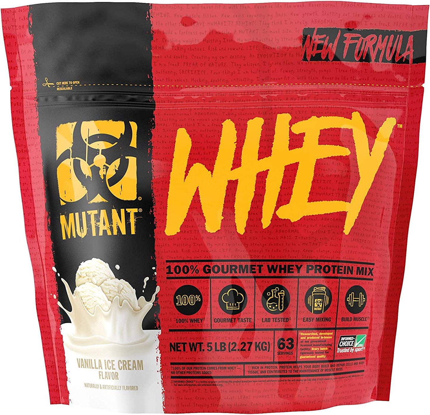 Mutant Whey Muscle Building Whey Protein Powder Mix in Great Flavors and Enzyme Fortified for Optimum Nutrition, 5 lb Vanilla Ice Cream