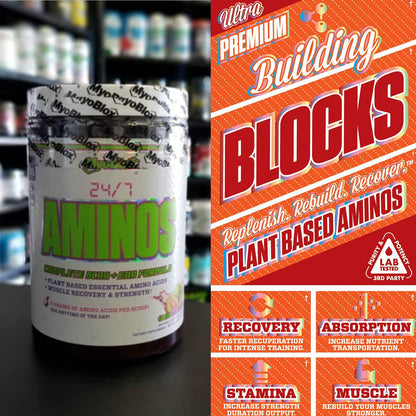 MyoBlox 24/7 AMINOS BCAA + EAA Premium Matrix | Enhances Recovery and Muscle Protein Synthesis | Increases Stamina and Performance | Supports Hydration and Nutrient Absorption (30 Servings) (Jolly Melon)