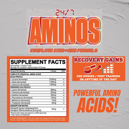 MyoBlox 24/7 AMINOS BCAA + EAA Premium Matrix | Enhances Recovery and Muscle Protein Synthesis | Increases Stamina and Performance | Supports Hydration and Nutrient Absorption (30 Servings) (Jolly Melon)