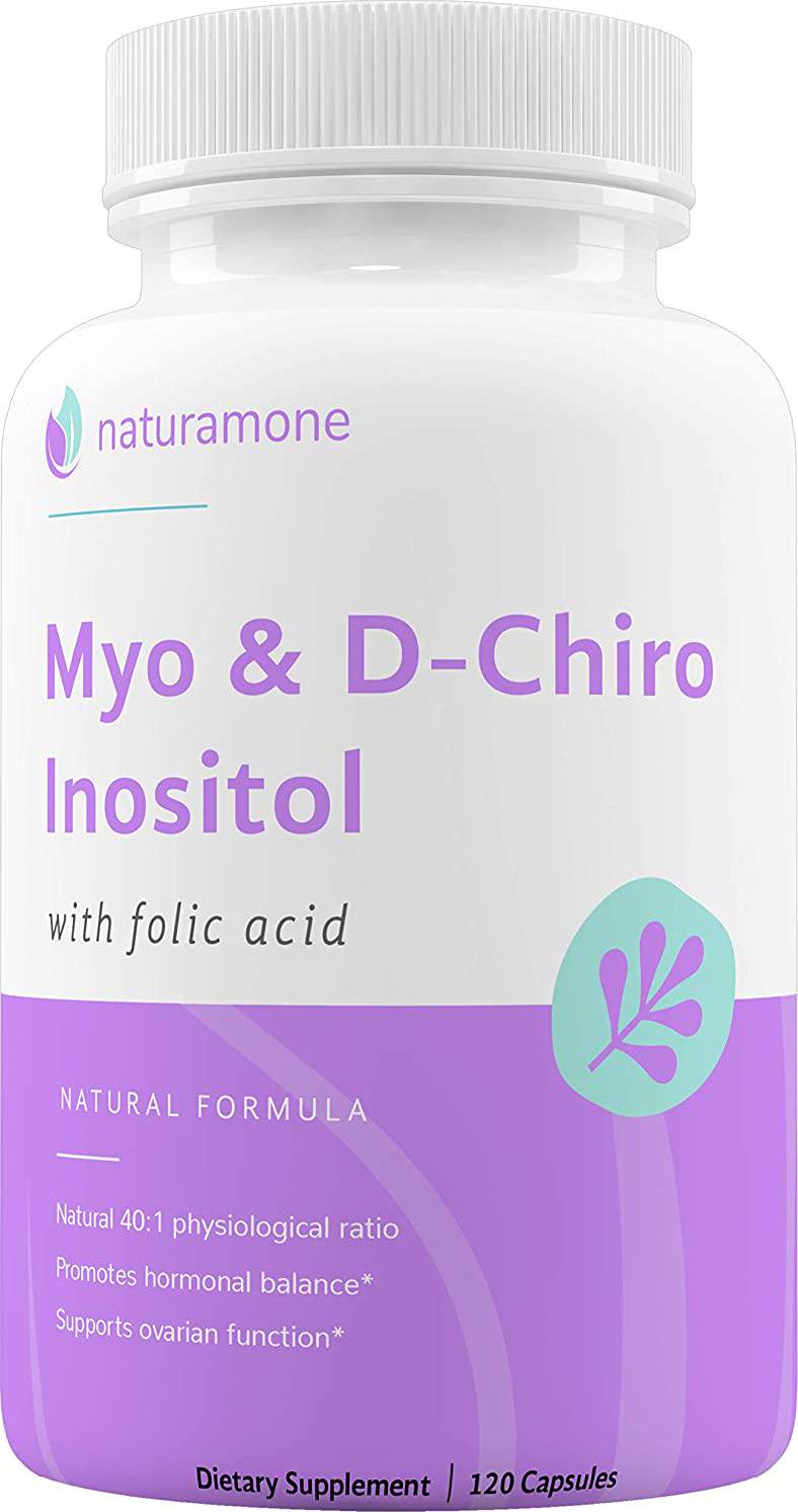 Myo-Inositol and D-Chiro Inositol Blend with 100% of Daily Folate - 40:1 Physiological Ratio - Polycystic Ovary Syndrome (PCOS), Hormonal Balance and Ovarian Support by Naturamone - 120 Capsules