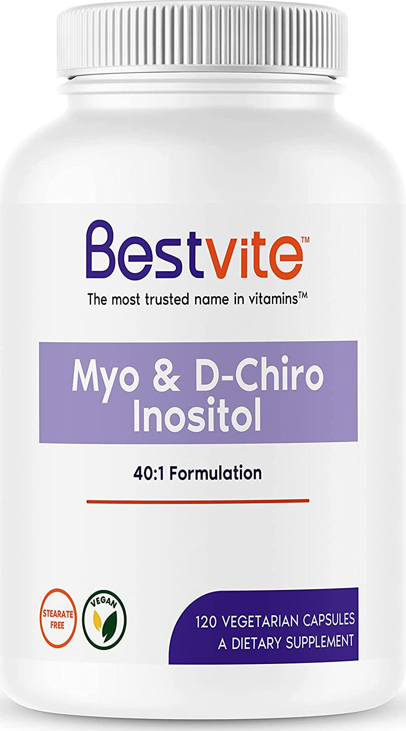 Myo and D-Chiro Inositol (120 Vegetarian Capsules) - 40:1 Ratio - No Stearates - Vegan - Non GMO - Gluten Free
