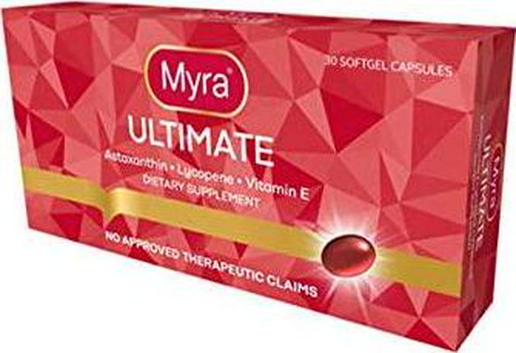 Myra Ultimate Vitamin E Astaxanthin Lycopene Dietary Supplement 30 Softgel Capsules for Glowing Young Skin