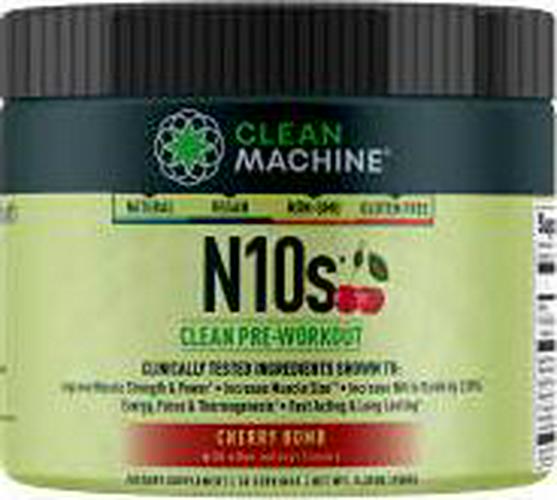 N10s - Plant Based Vegan Preworkout Powder - 4 Clinically Tested and Patented Ingredients to Increase Muscle Size, Strength, Energy and Mental Focus - 30 Servings - Cherry Bomb