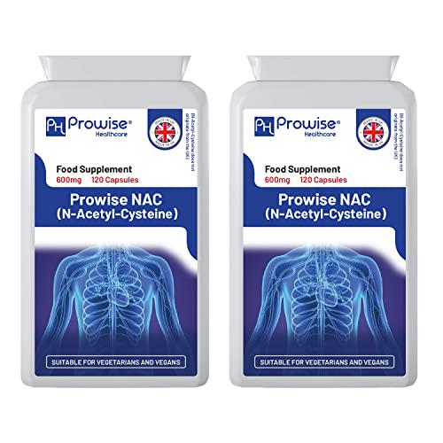 NAC N-Acetyl- Cysteine 600mg 240 Capsules not Tablets - UK Manufactured | GMP Standards by Prowise Healthcare | Suitable for Vegetarians and Vegans