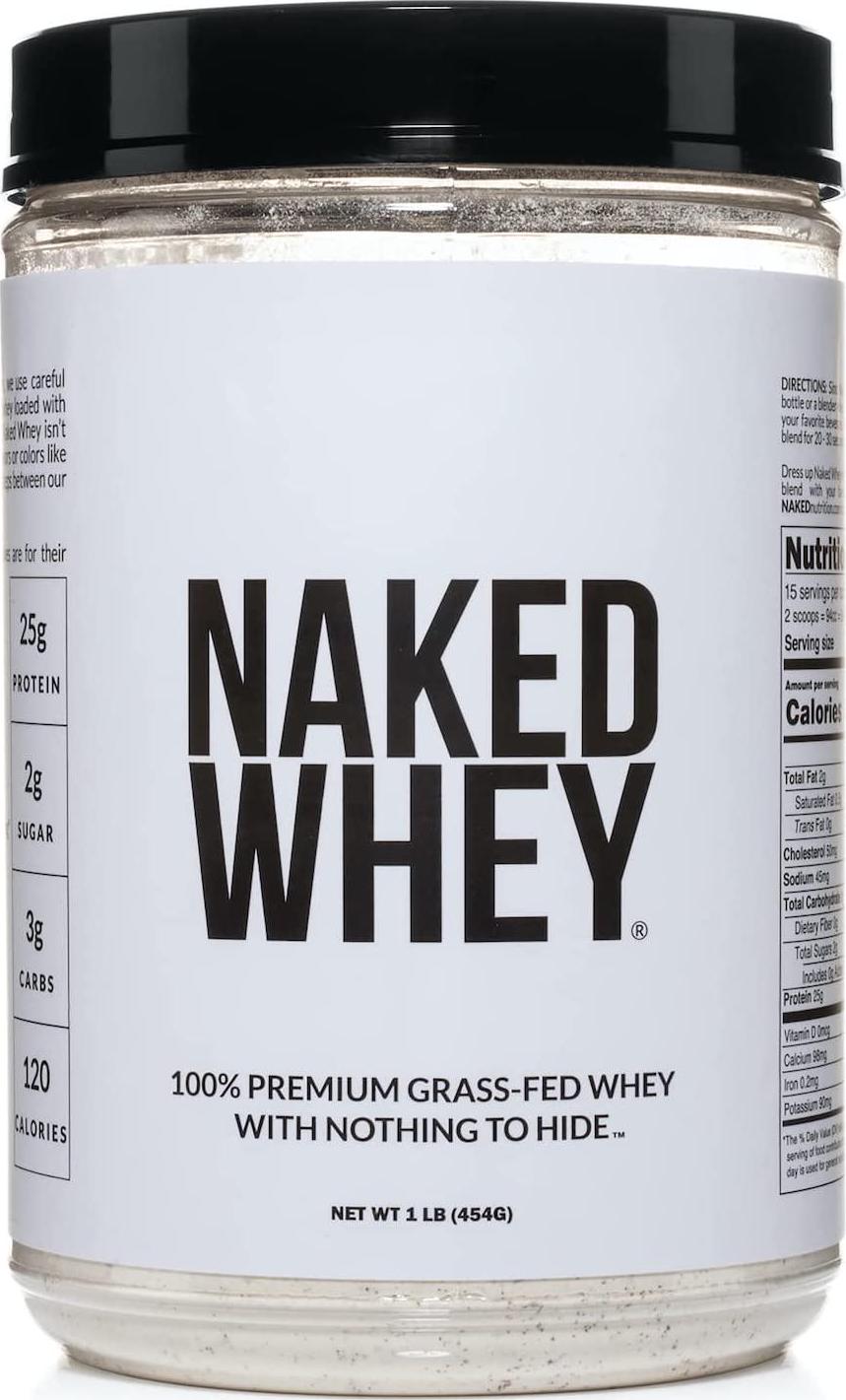 NAKED WHEY 1LB - Only 1 Ingredient, 100% Grass Fed Whey Protein Powder From Idaho and California Farms, Undenatured, No GMOs, No Soy, Gluten Free, Stimulate Muscle Growth, Enhance Recovery - 15 Servings